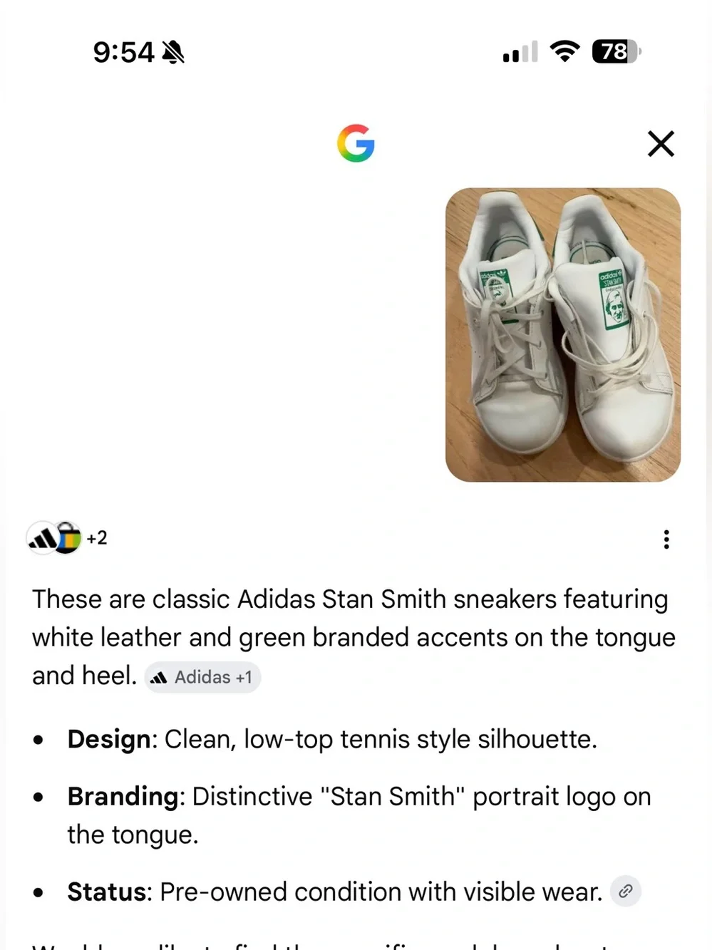Adidas “Stan Smith” Leather Kids White and Green Tennis Ortholite Sneakers